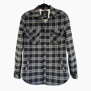 Men's Sherpa Lumberjacket Shacket Sz M Flannel Plaid Cotton Workwear Chore Farm